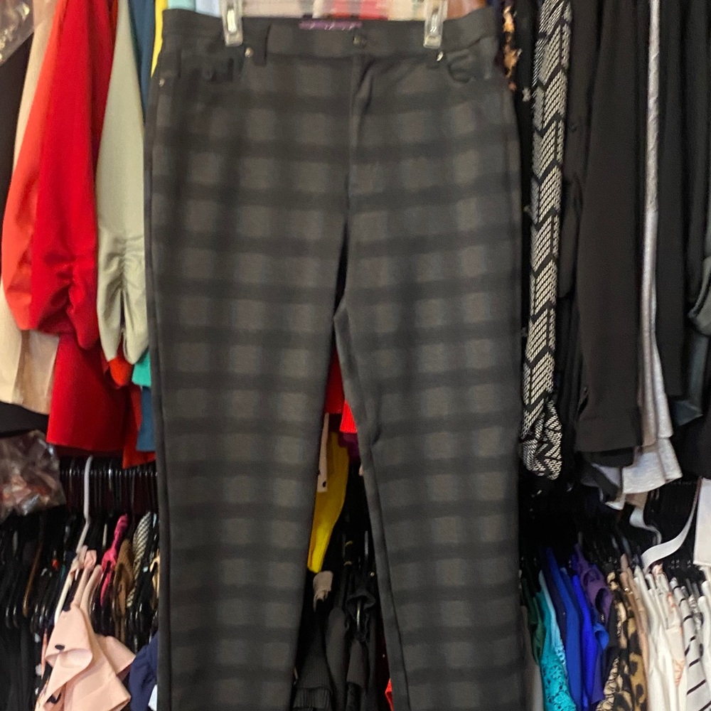 Charcoal Plaid Dress Pants - Classic Tailored Fit